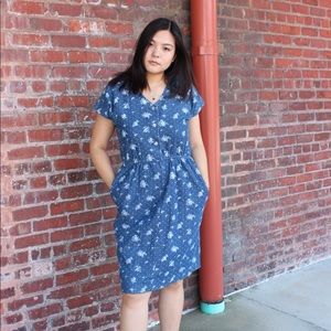 Floral denim dress
